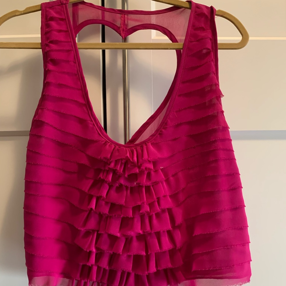Fuchsia silk cropped top